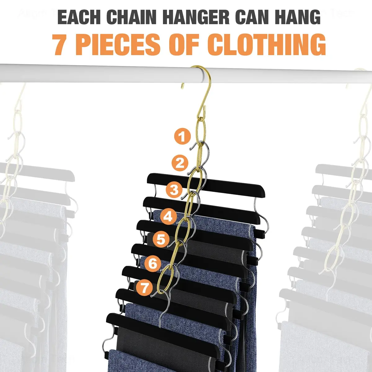 NiHome Clothing Chain Hangers 10-Pack | Space Saving Metal Closet Organizer for All Garments - view 4