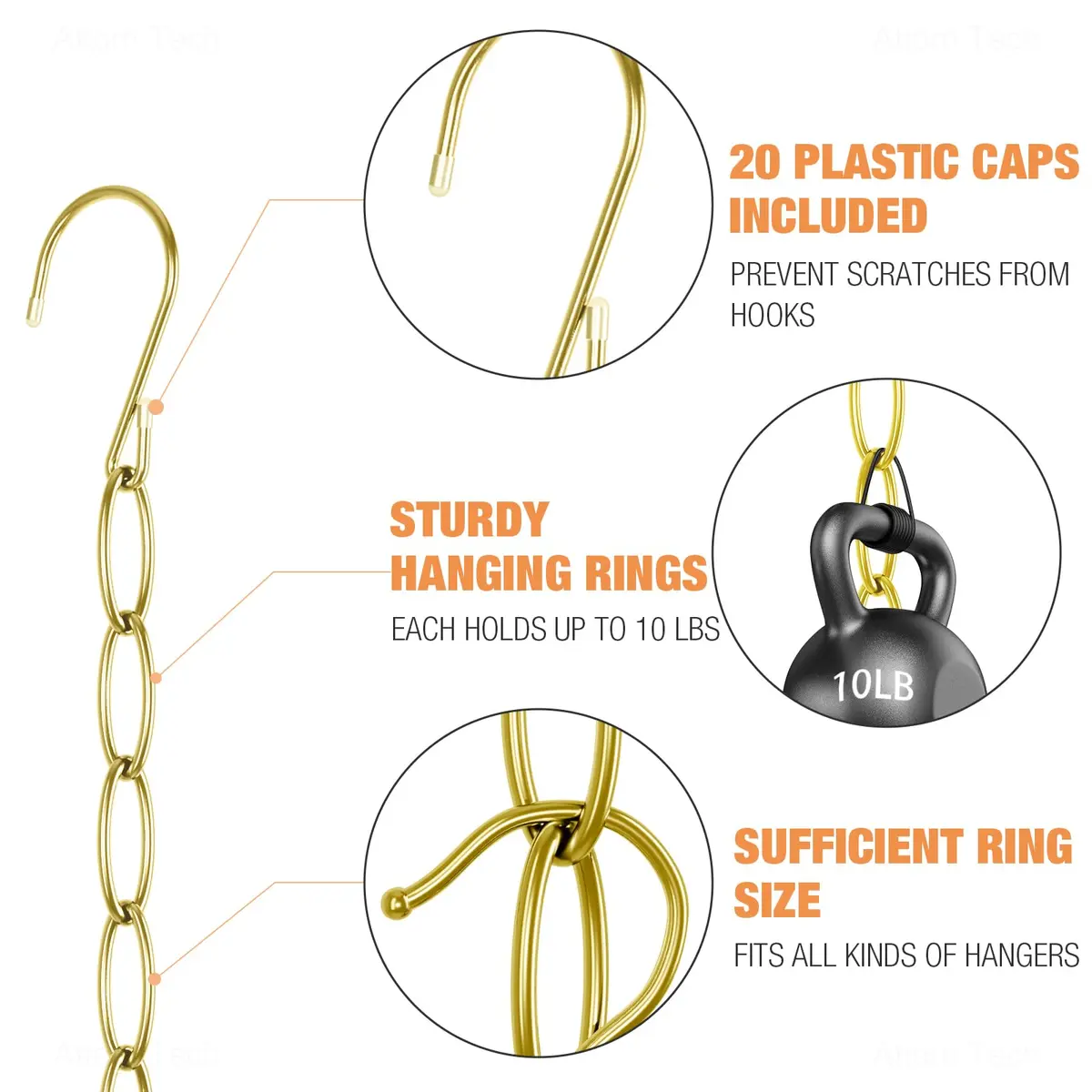 NiHome Clothing Chain Hangers 10-Pack | Space Saving Metal Closet Organizer for All Garments - view 6