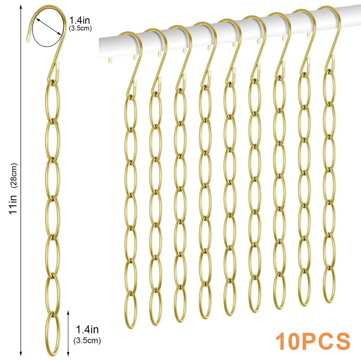 NiHome Clothing Chain Hangers 10-Pack | Space Saving Metal Closet Organizer for All Garments - view 7