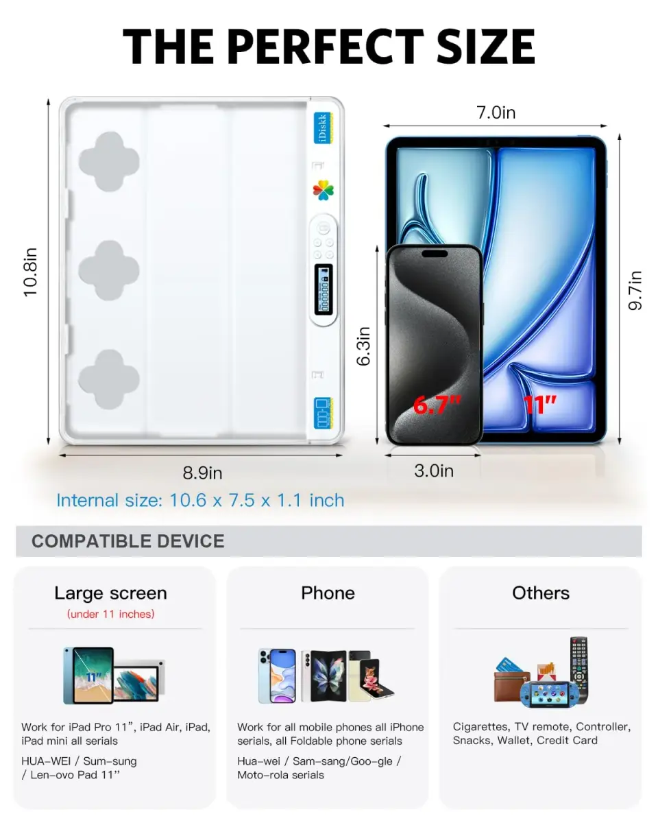 iDiskk Large Timer Lock Box with Electronic Combination Lock | Fits iPad & Phone, 27.9cm (11in) Height - view 2