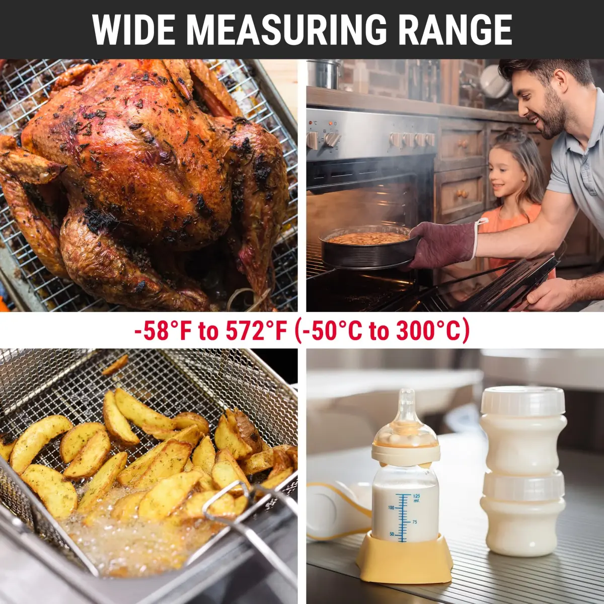 TempPro TempSwift Digital Meat Thermometer for Cooking with Foldable Probe & Backlight | 300°C (572°F) Instant Read - view 6