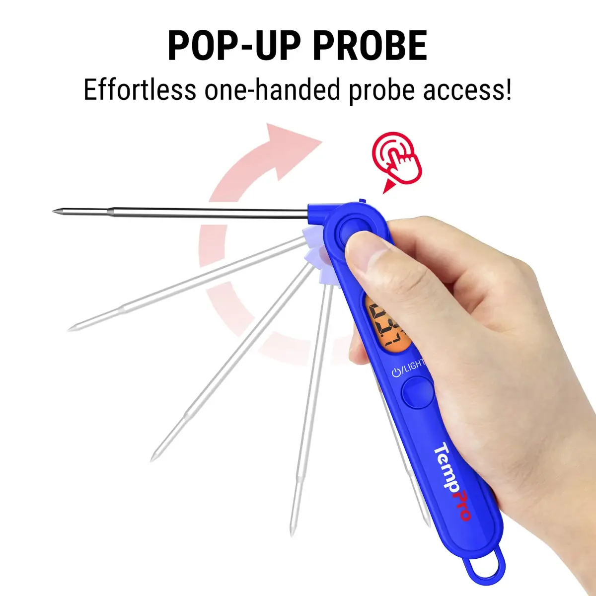 TempPro TempSwift Digital Meat Thermometer for Cooking with Foldable Probe & Backlight | 300°C (572°F) Instant Read - view 3