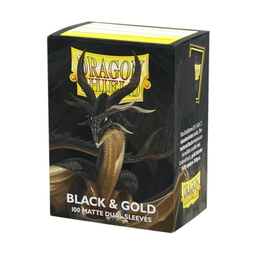 Dragon Shield Matte Dual Standard Size Card Sleeves (100ct, Black & Gold) | USA Import for TCGs - main product image