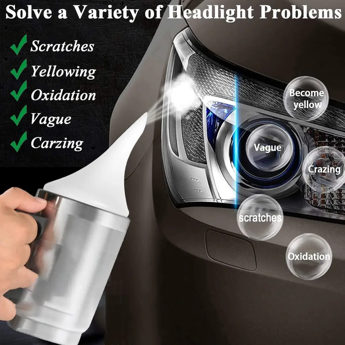 Pmbqifay Headlight Restoration Liquid 800g | Restores Clarity, Increases Visibility & Safety - view 2