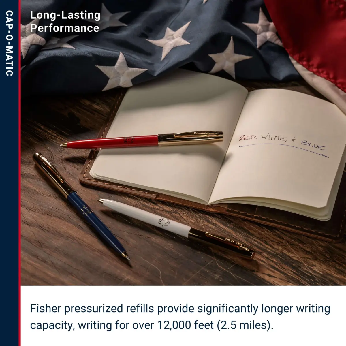 Fisher Space Pen White and Gold America 250 Cap-O-Matic Pen | Writes Upside Down & Extreme Temperatures - view 5
