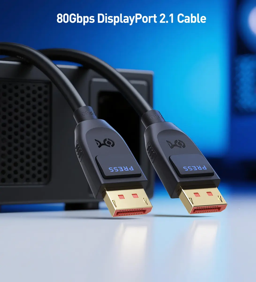 Cable Matters 80Gbps DisplayPort 2.1 Cable, 3m (9.8ft) Black | Supports 16K@60Hz, 8K@240Hz, 4K@240Hz - view 2