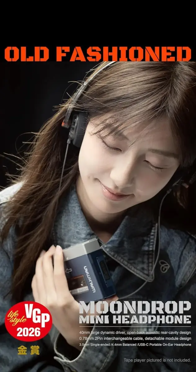 Moondrop Old Fashioned On-Ear Headphones Silver | 32Ω Impedance, 40mm Driver, 0.78mm 2pin Cable - view 4