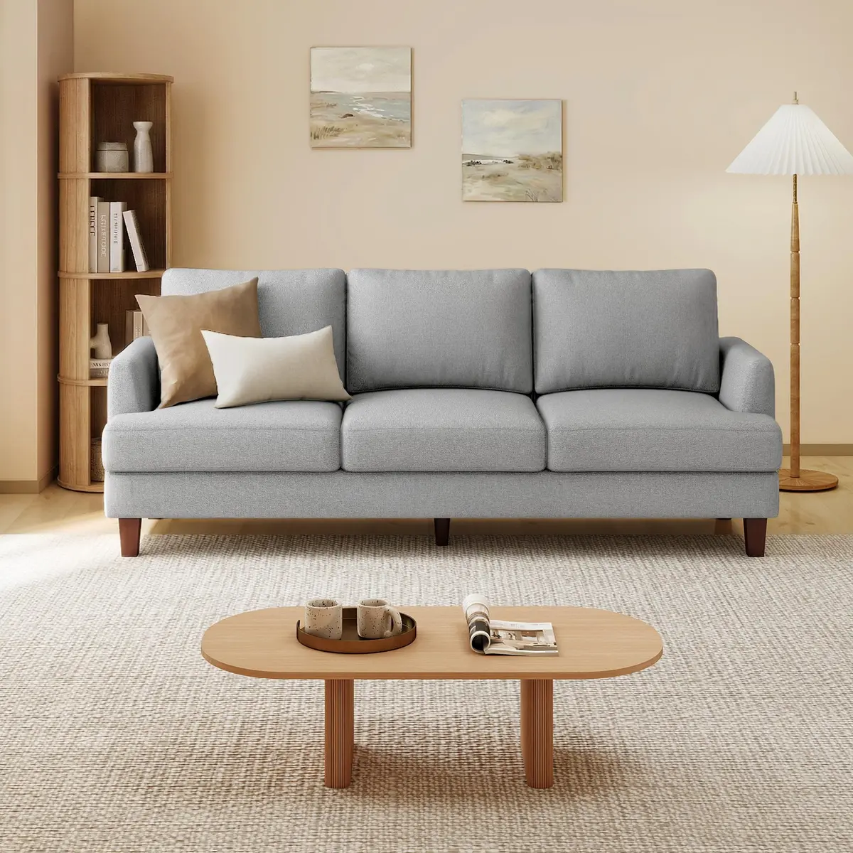 Gericco Mid Century Modern 89" 3-Seater Couch for Living Room, Light Grey | Spacious, Comfortable & Sturdy - view 6