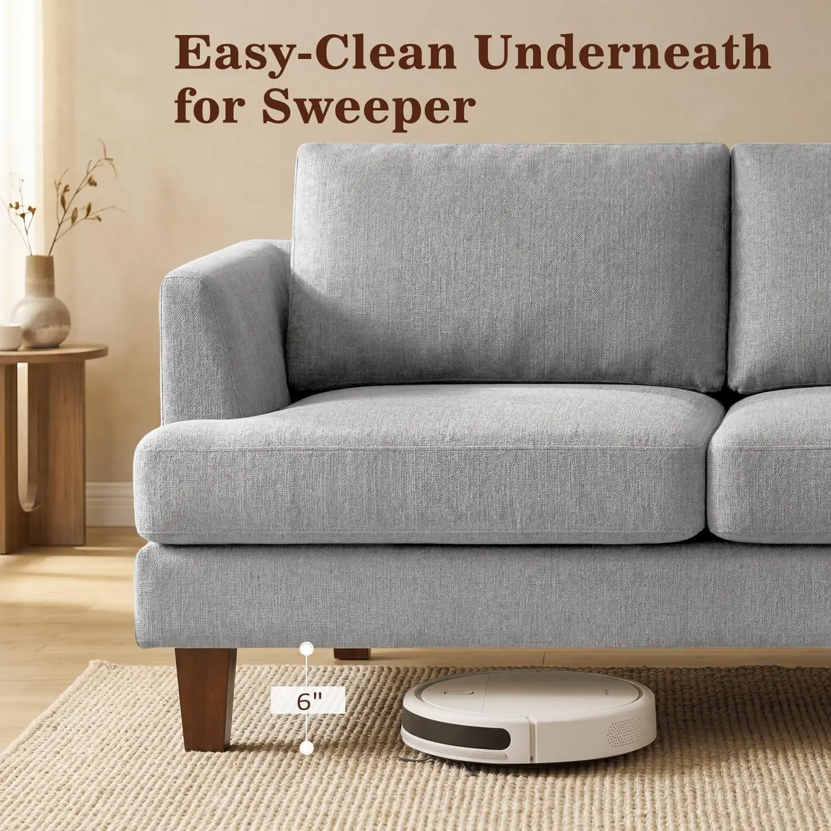 Gericco Mid Century Modern 89" 3-Seater Couch for Living Room, Light Grey | Spacious, Comfortable & Sturdy - view 4