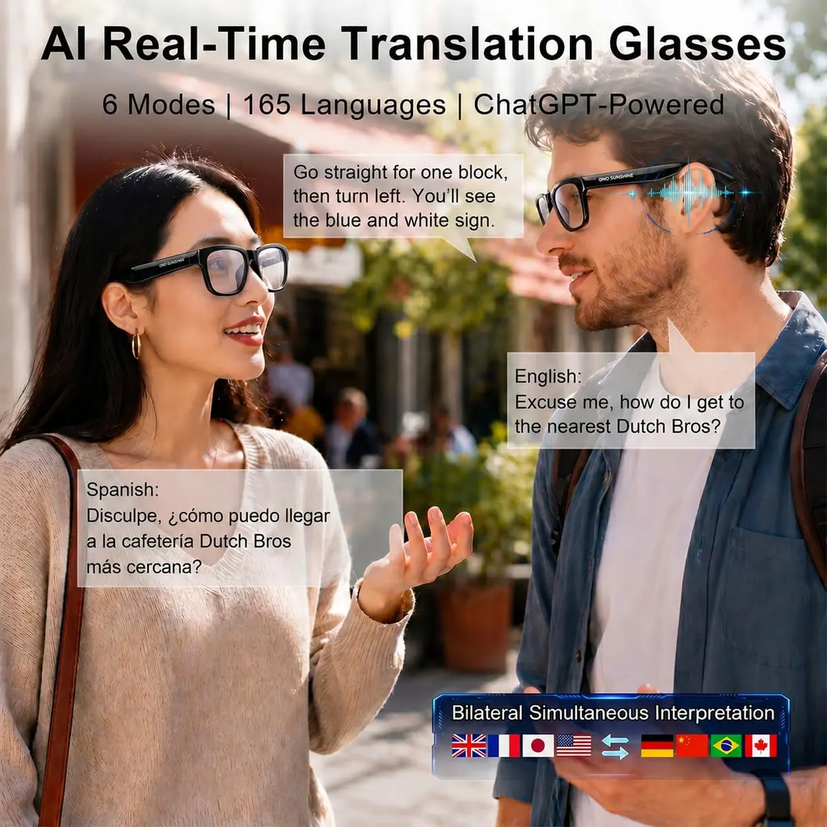 OHO AI Smart Glasses with Blue Light Blocking Lens & Open Ear Bluetooth Audio, Unisex Standard Size | AI Translation & Hands-Free Calls - view 2