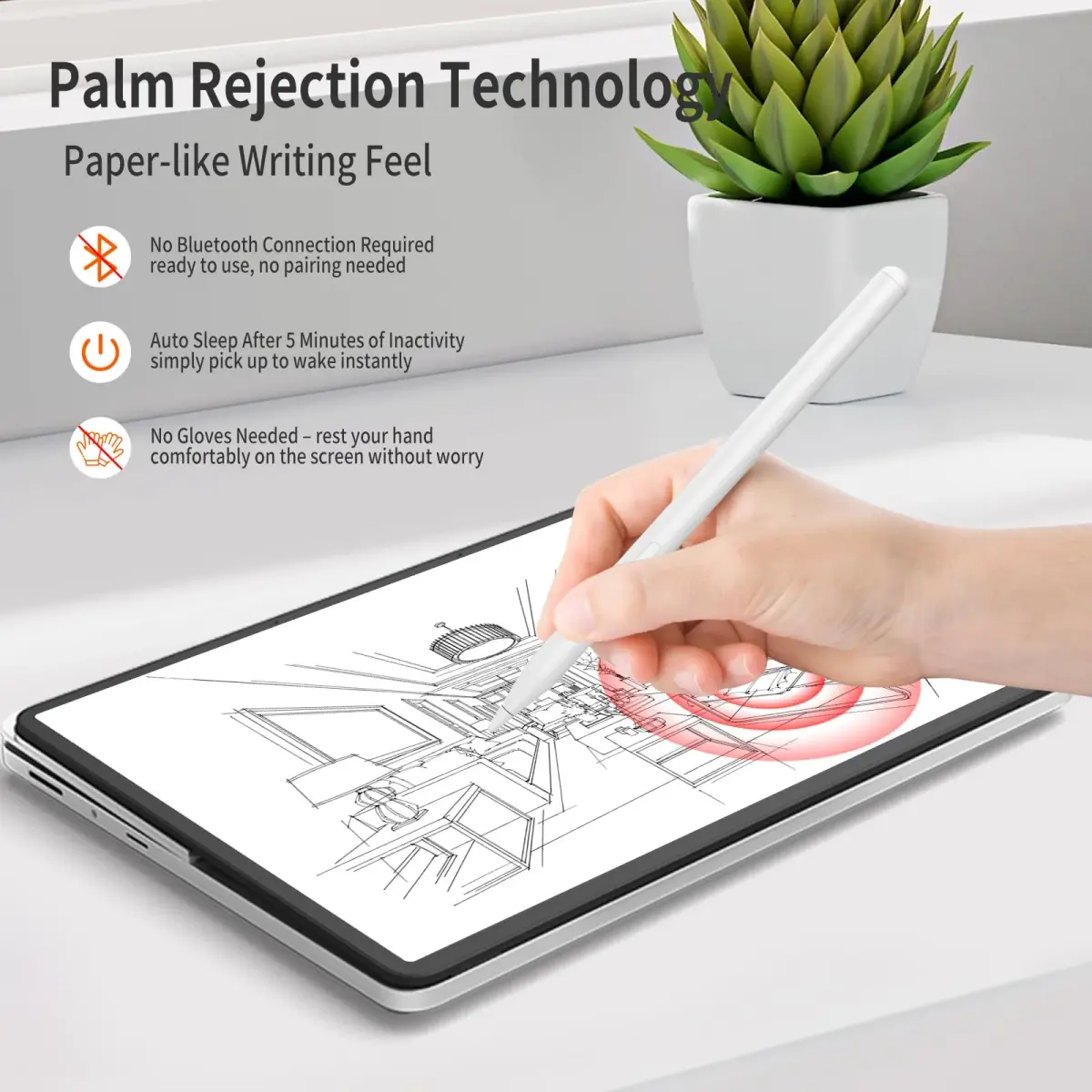 hacey Stylus Pen for Surface Pro 11/10/9/8/X/7+/6/5/4/3, Go 3/2/1, Laptop/Studio/Book 4/3/2/1, Kobo eReaders | 4096 Pressure Sensitivity, USB-C Fast Charge - view 4