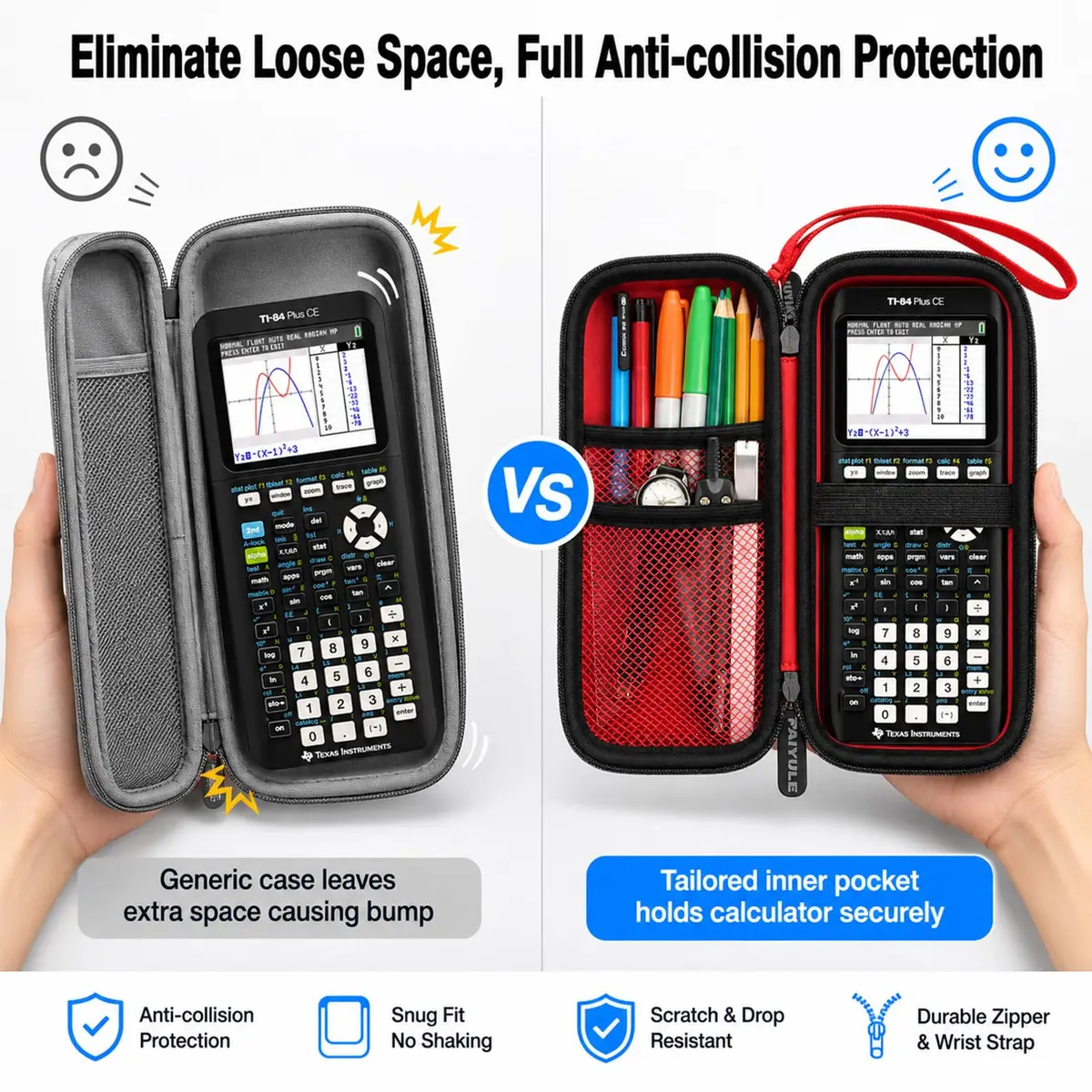 PAIYULE Red Hard Shell Calculator Case for TI-84 Plus CE/Evo/TI-30XS/TI-Nspire CX II, 23cm (9.06in) - view 5