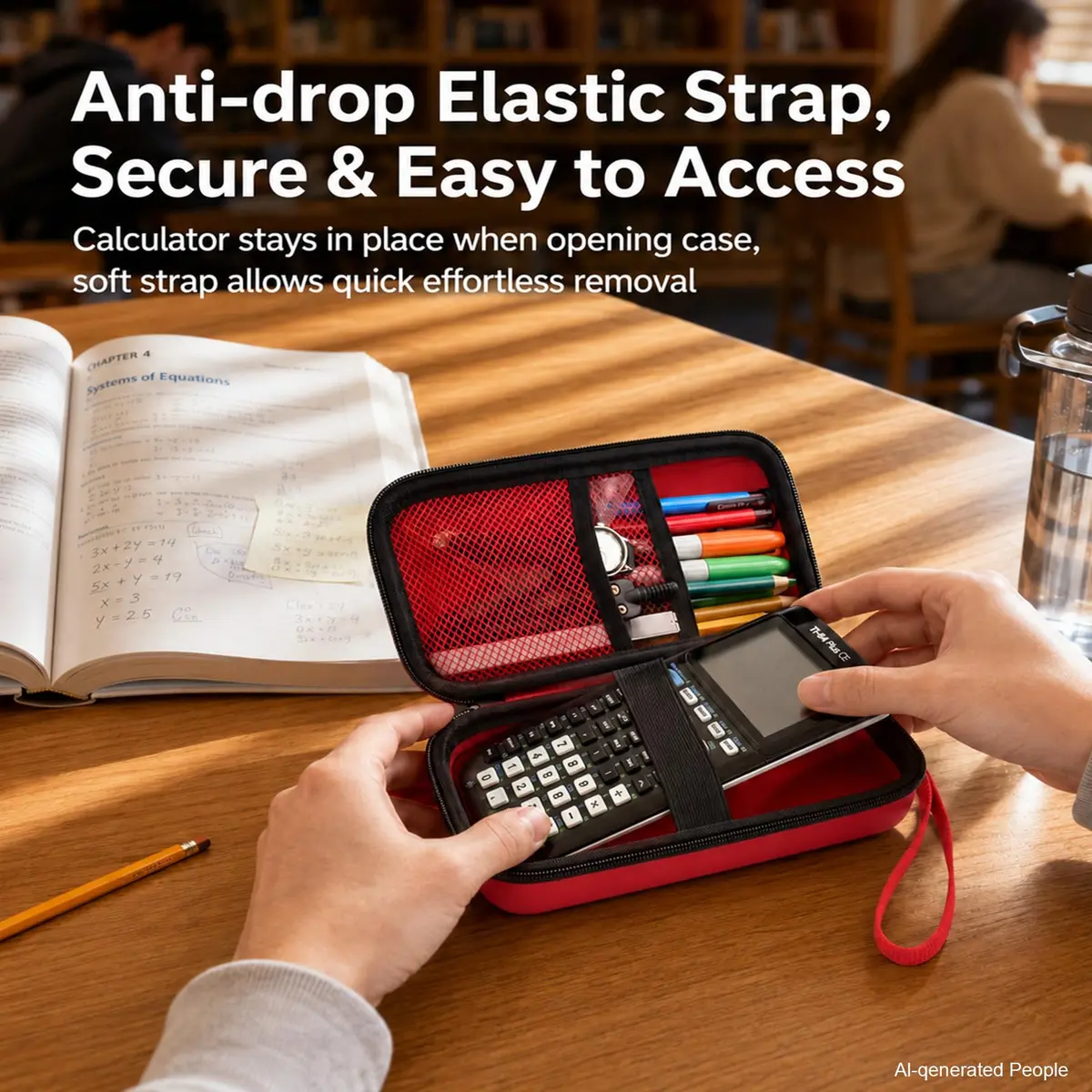 PAIYULE Red Hard Shell Calculator Case for TI-84 Plus CE/Evo/TI-30XS/TI-Nspire CX II, 23cm (9.06in) - view 6