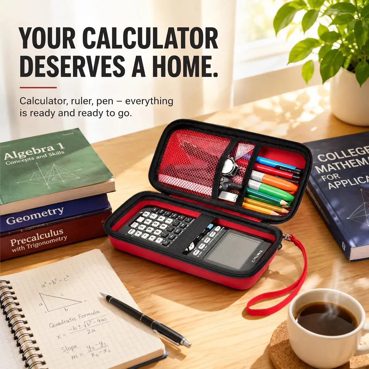 PAIYULE Red Hard Shell Calculator Case for TI-84 Plus CE/Evo/TI-30XS/TI-Nspire CX II, 23cm (9.06in) - view 9