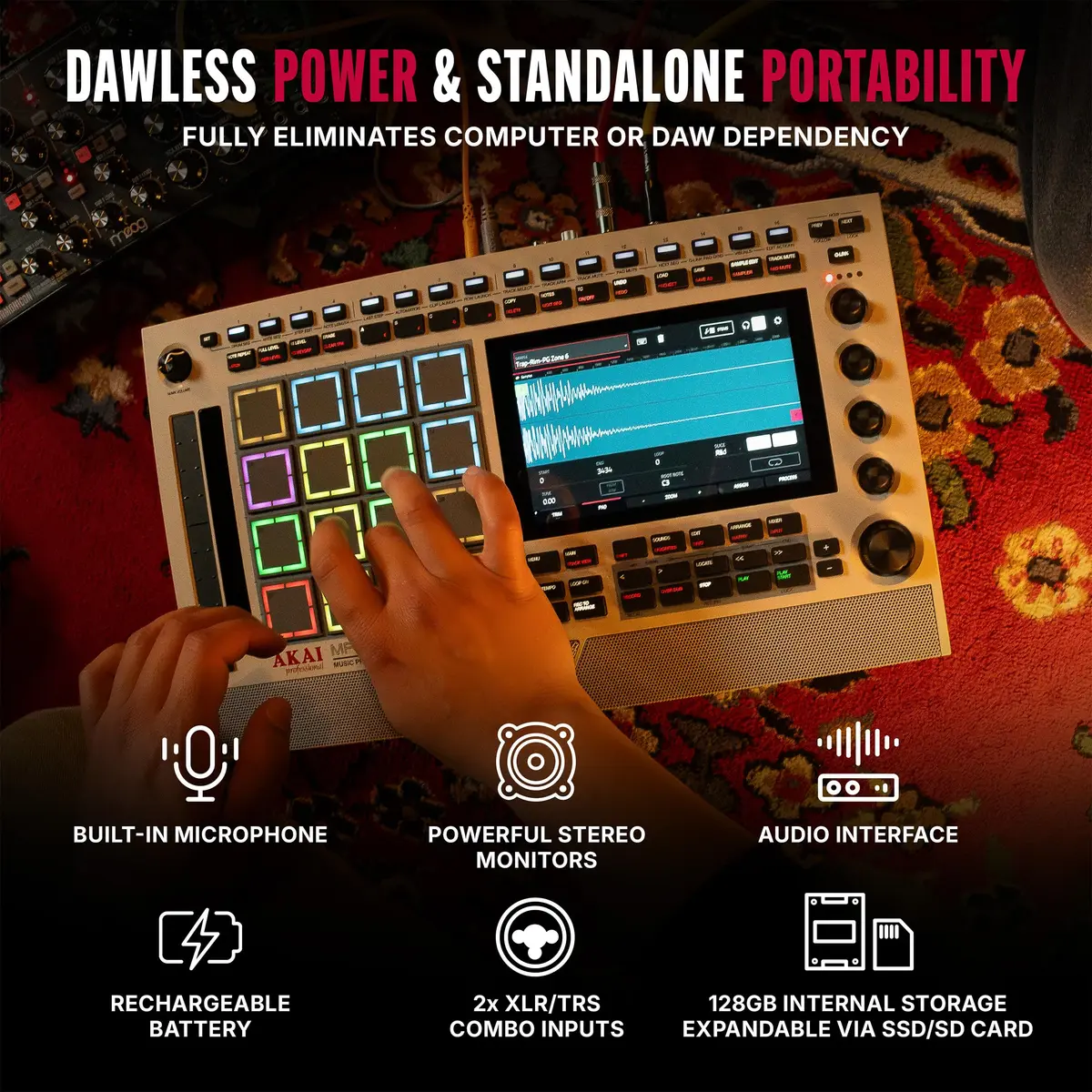 Akai Professional MPC Live III Retro Portable Music Production Center | Standalone, 8-Core, 128GB Storage, 7-inch Touchscreen - view 6