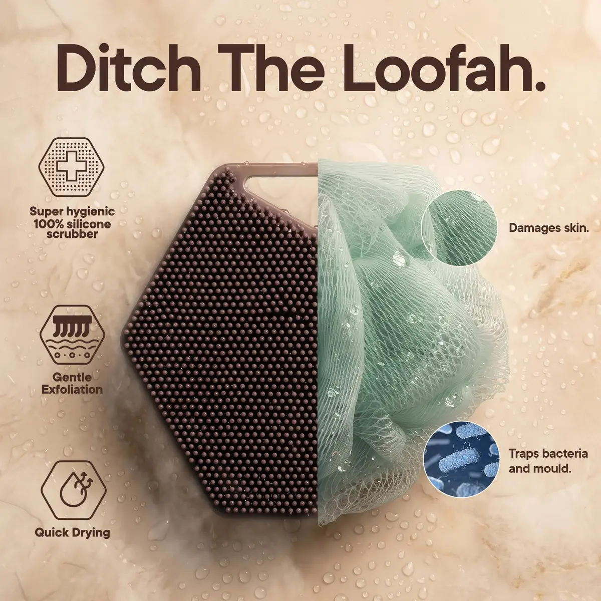 TOOLETRIES Silicone Body Scrubber 2.0 | Deep Cleaning & Exfoliation with Longer Bristles - view 3