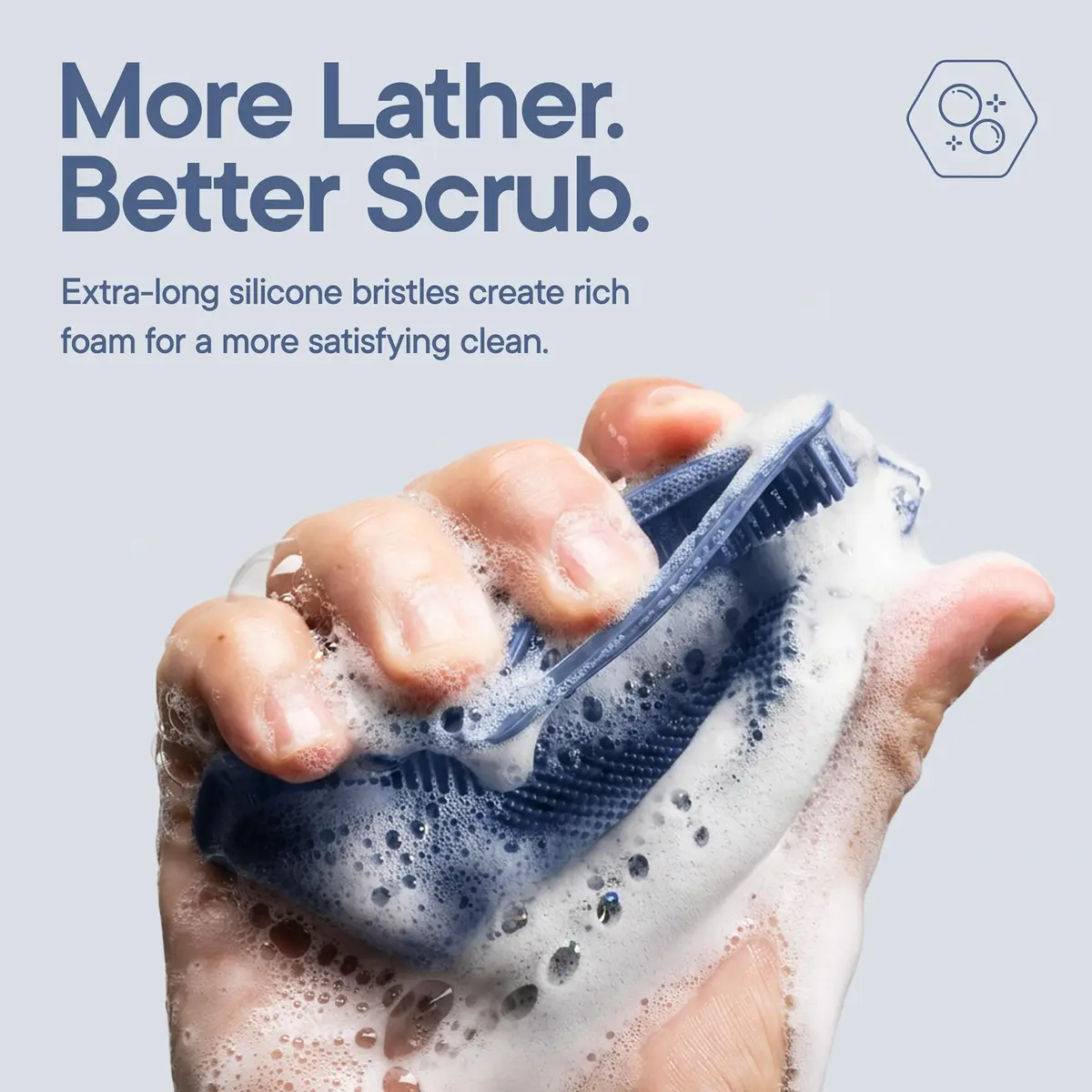 TOOLETRIES Silicone Body Scrubber 2.0 Glacier | Longer Bristles for Deep Cleaning & Exfoliation - view 5