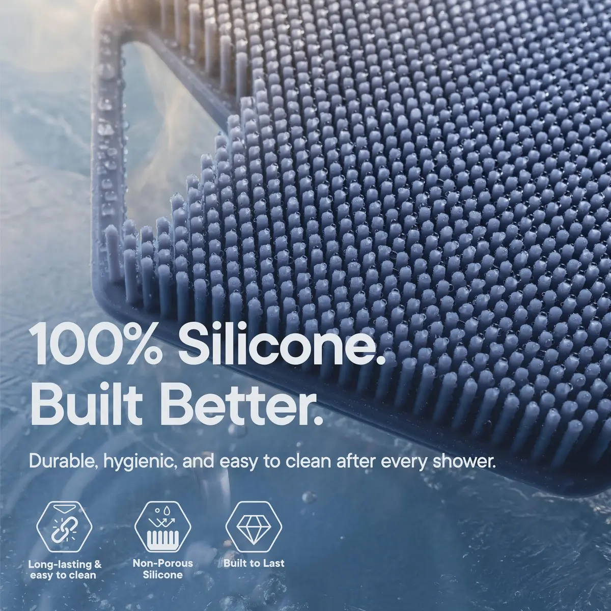 TOOLETRIES Silicone Body Scrubber 2.0 Glacier | Longer Bristles for Deep Cleaning & Exfoliation - view 6