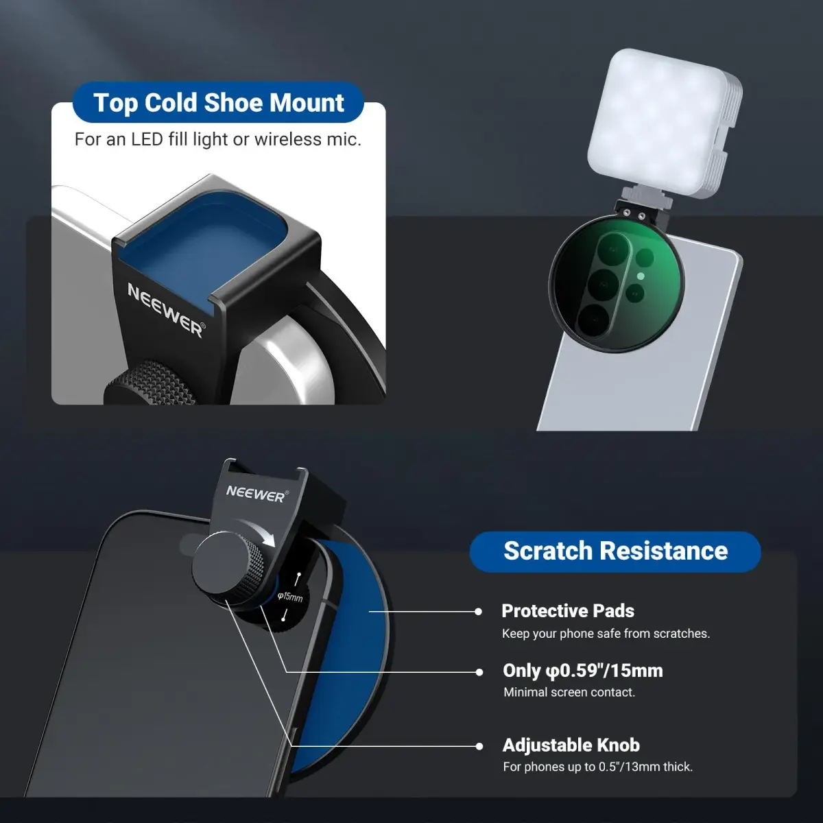 NEEWER 67mm Phone CPL Filter with Cold Shoe Clip & HD Glass | 67mm Thread Mount for Smartphones - view 5