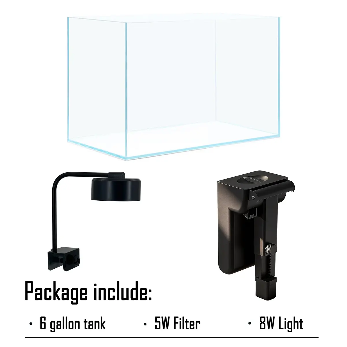 Craftsboys Fish Tank Starter Kit 6 Gallons | Ultra-Clear Glass Aquarium with Filter & LED Light - view 5