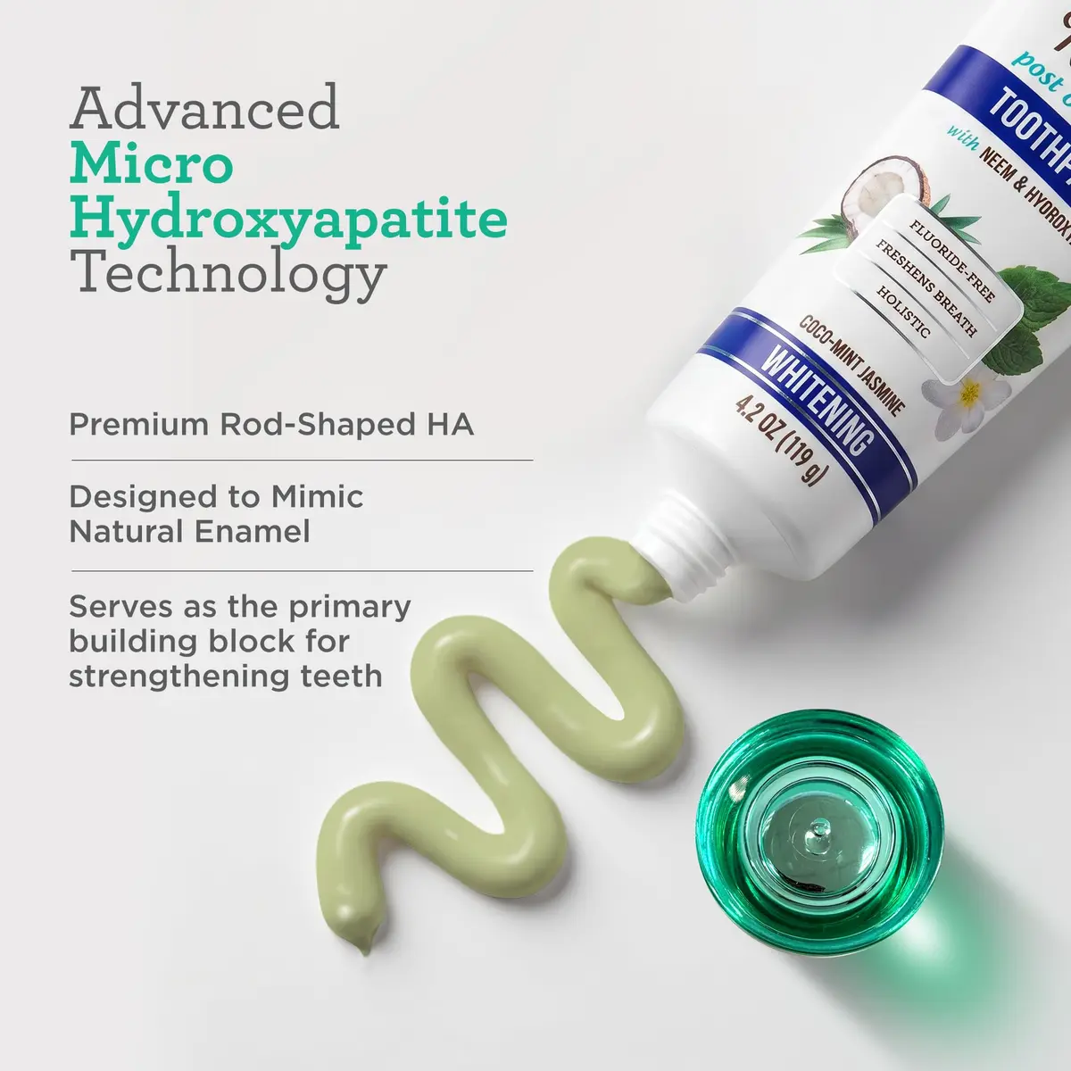 GuruNanda Hydroxyapatite Toothpaste with Neem & Vitamins 16.8oz (2x4.2oz) | Dentist-Recommended for Enamel Health - view 3