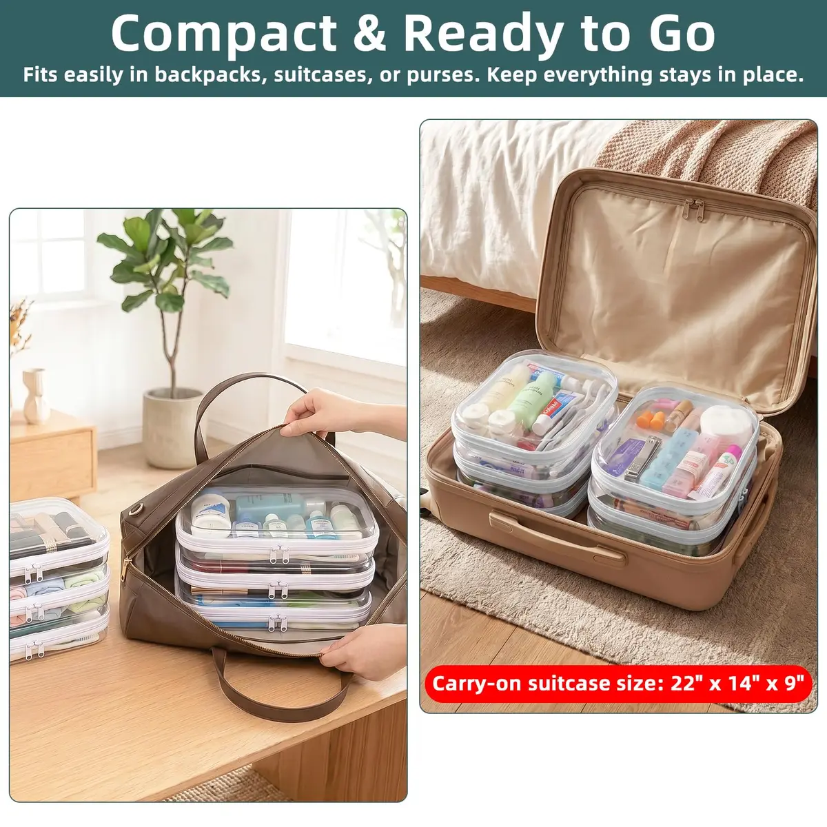 CarryEpic Clear Hard Shell Zipper Cases (6 Medium Packs) | TSA Approved Travel Organizer - view 4