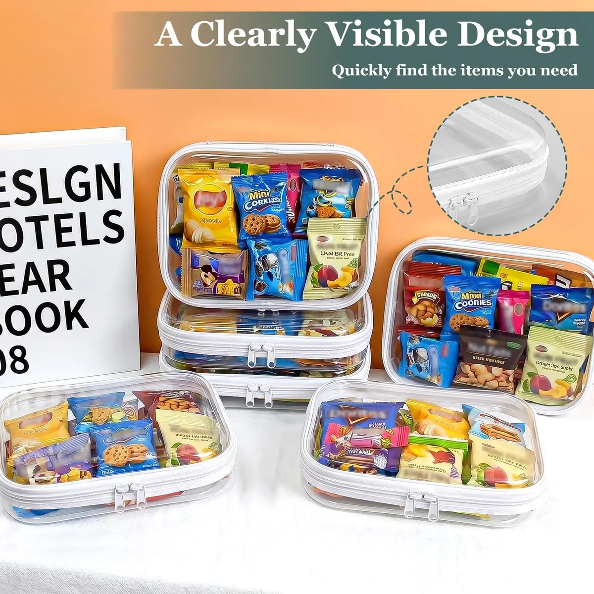 CarryEpic Clear Hard Shell Zipper Cases (6 Medium Packs) | TSA Approved Travel Organizer - view 7