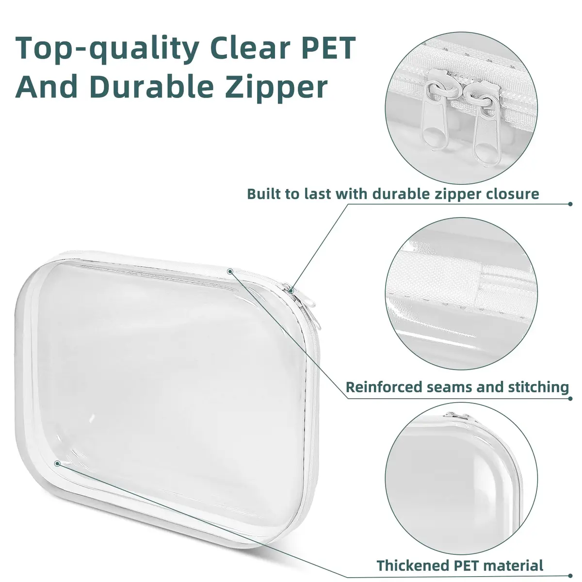 CarryEpic Clear Hard Shell Zipper Cases (6 Medium Packs) | TSA Approved Travel Organizer - view 8