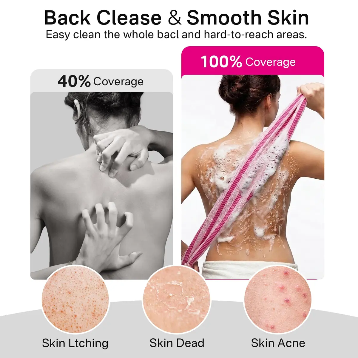 Yiclick Exfoliating Washcloth Towel, Back Scrubber 1 Count (Pack of 2) | Effective Dead Skin Removal - view 4