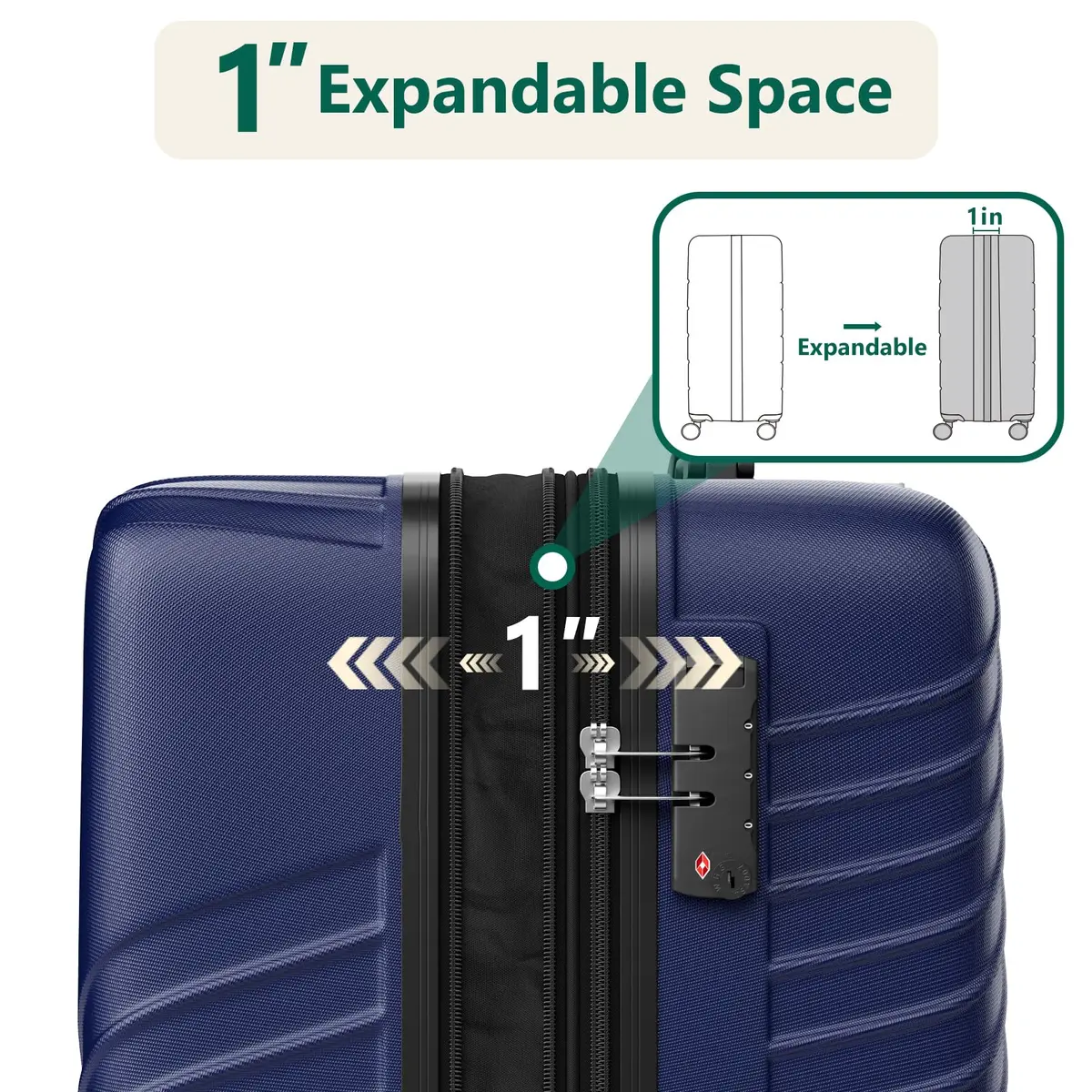 FurniEdge 20 Inch Carry On Luggage | Expandable Hard Shell, TSA Lock, 360° Spinner Wheels, Airline-Approved, Blue - view 7
