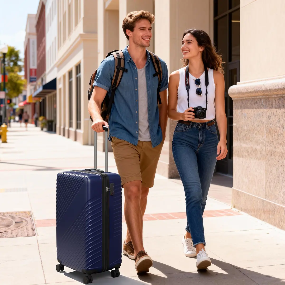 FurniEdge 20 Inch Carry On Luggage | Expandable Hard Shell, TSA Lock, 360° Spinner Wheels, Airline-Approved, Blue - view 9