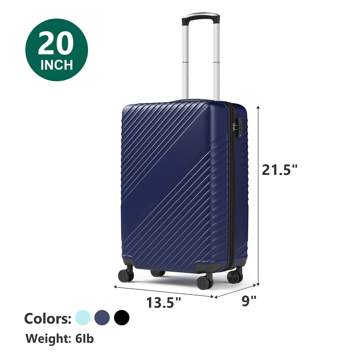 FurniEdge 20 Inch Carry On Luggage | Expandable Hard Shell, TSA Lock, 360° Spinner Wheels, Airline-Approved, Blue - view 3