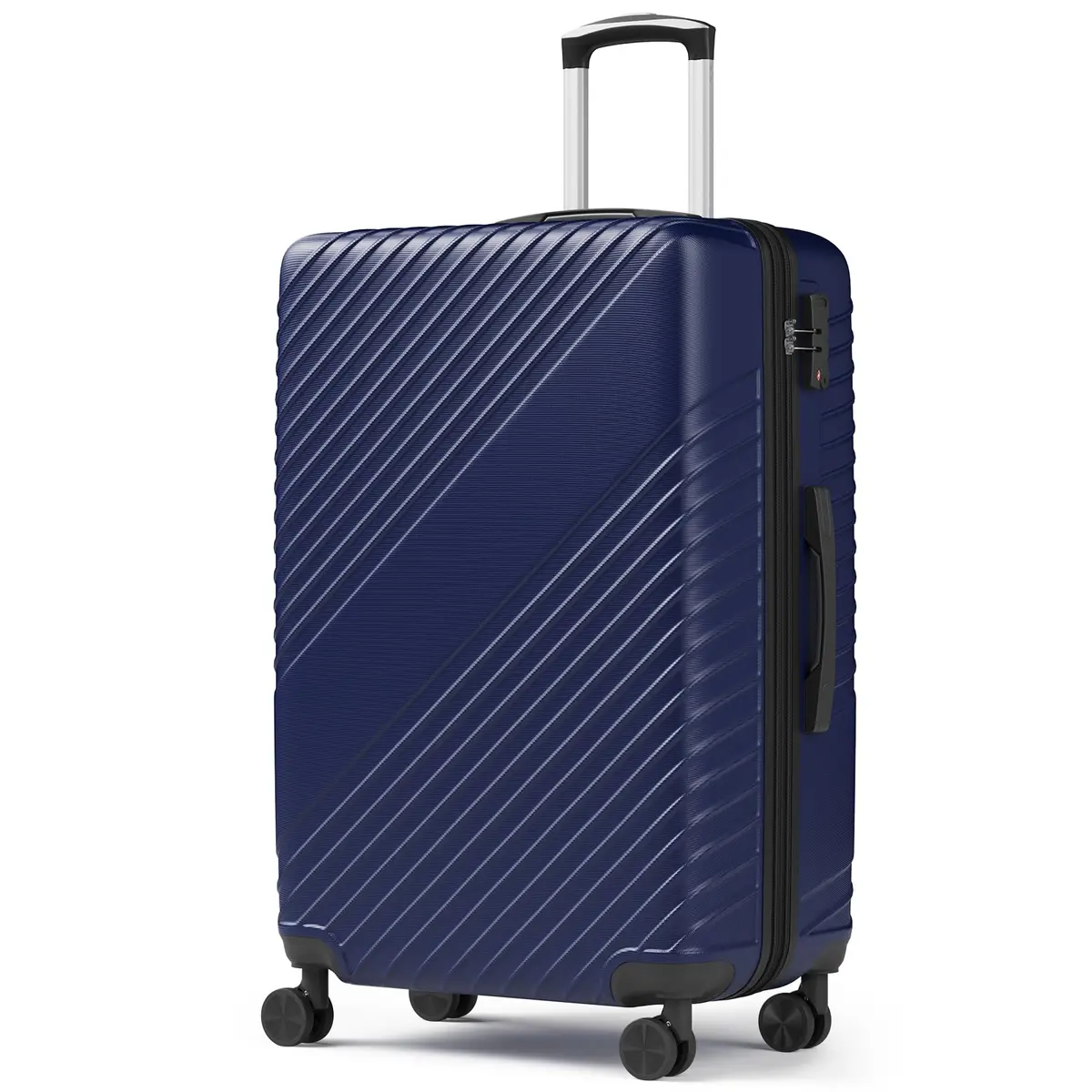 FurniEdge 24 Inch Checked Luggage - Expandable Hardside Suitcase with 360° Spinner Wheels, TSA Lock, Airline-Approved Durable ABS for Travel & Business - main product image