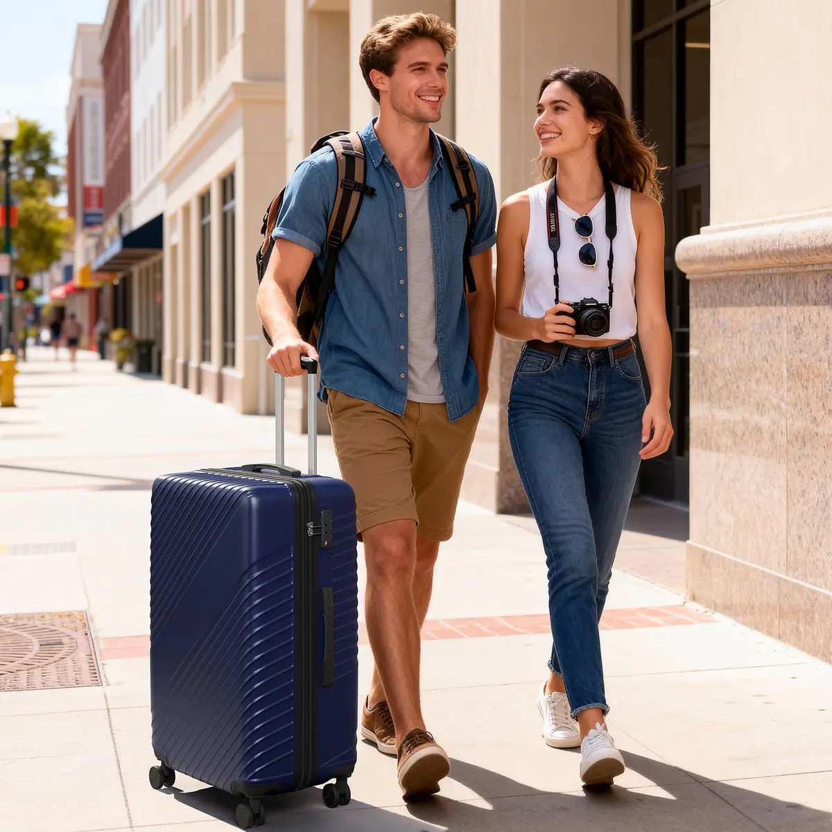 FurniEdge 24 Inch Checked Luggage - Expandable Hardside Suitcase with 360° Spinner Wheels, TSA Lock, Airline-Approved Durable ABS for Travel & Business - view 2