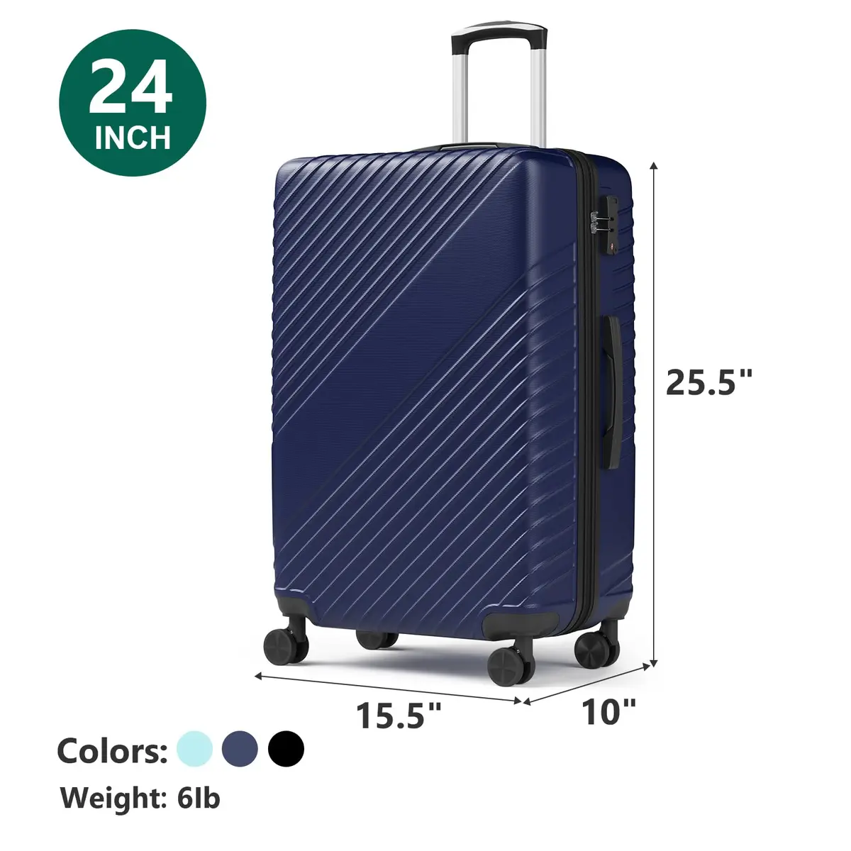 FurniEdge 24 Inch Checked Luggage - Expandable Hardside Suitcase with 360° Spinner Wheels, TSA Lock, Airline-Approved Durable ABS for Travel & Business - view 3