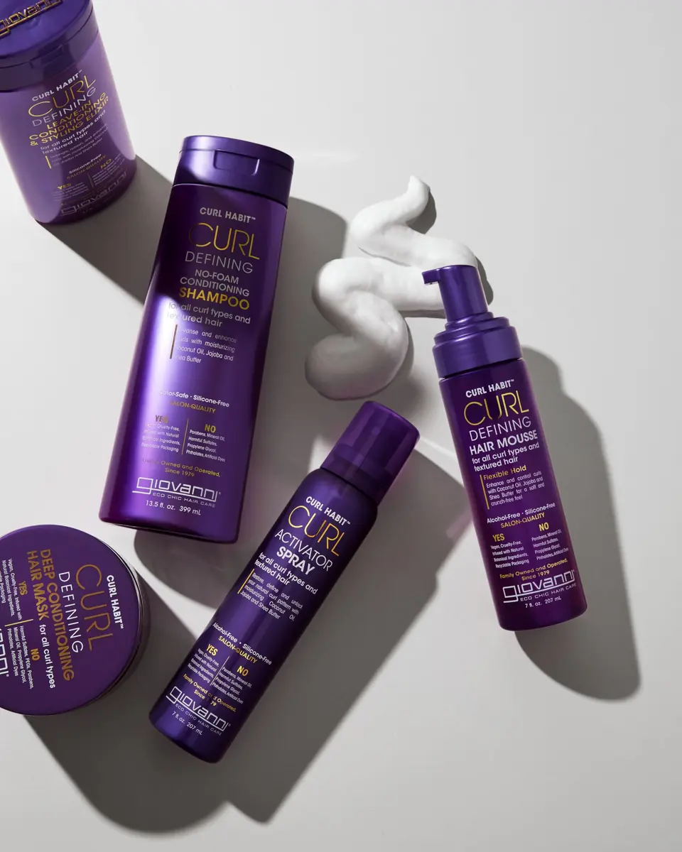 GIOVANNI Curl Habit Trio – Curly Hair Shampoo, Conditioner & Mousse, 11.33 Fl Oz (3 Pack) | Hydrates & Defines - view 4