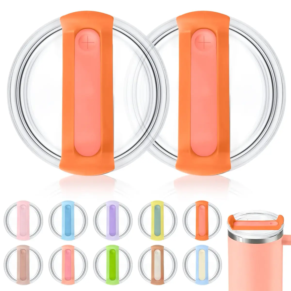 Horsdo 40oz Tumbler Lid - Vibrant Orangeyellow Replacement for Stanley Quencher 2.0 (2-Pack) - main product image