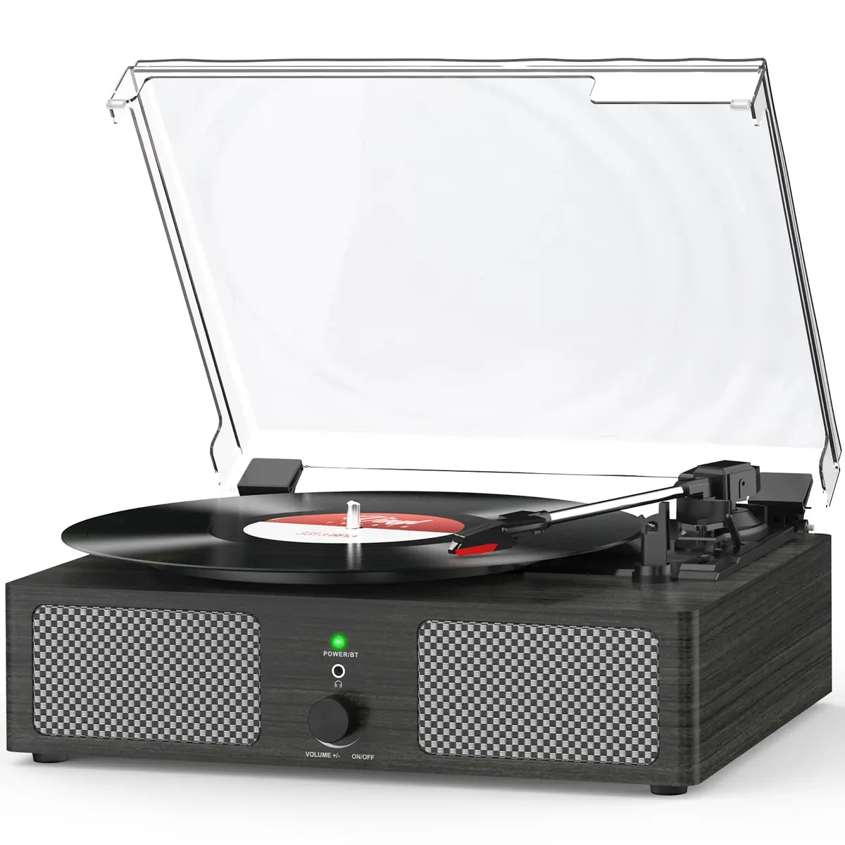 Udreamer Vinyl Record Player Wireless Turntable with Speakers & USB | Vintage Bluetooth System in Black - main product image