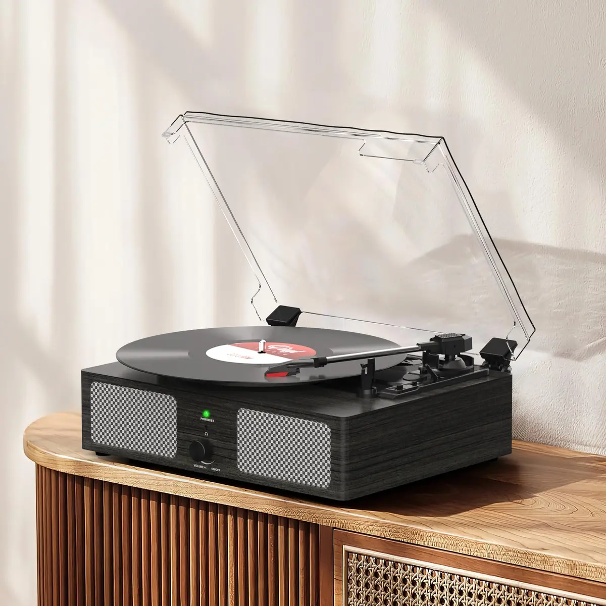 Udreamer Vinyl Record Player Wireless Turntable with Speakers & USB | Vintage Bluetooth System in Black - view 9