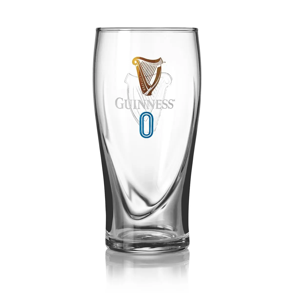 Guinness Official 0 Gravity Pint Glass 20oz (591ml) with Gold Harp & Blue Zero Logo | Authentic Irish Drinkware - main product image
