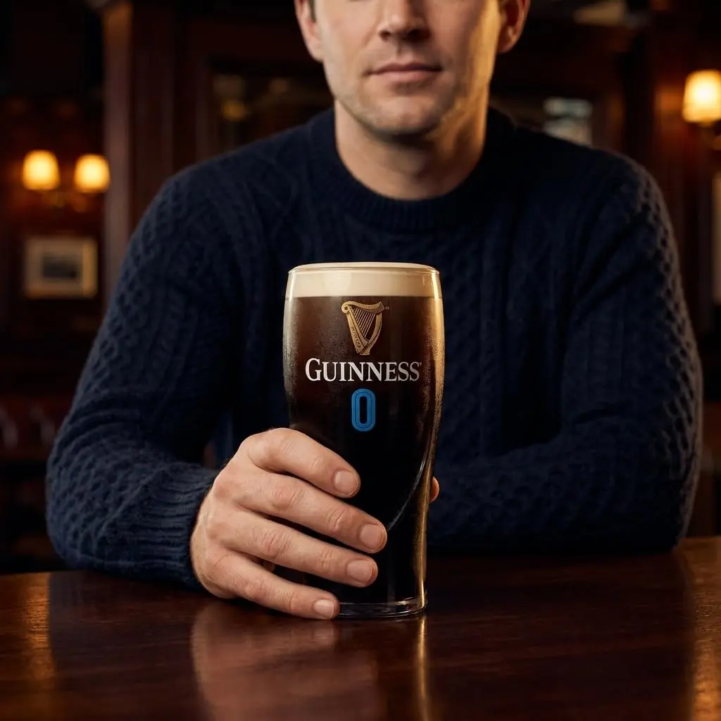 Guinness Official 0 Gravity Pint Glass 20oz (591ml) with Gold Harp & Blue Zero Logo | Authentic Irish Drinkware - view 3