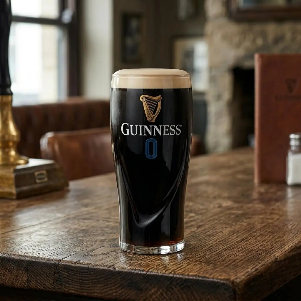 Guinness Official 0 Gravity Pint Glass 20oz (591ml) with Gold Harp & Blue Zero Logo | Authentic Irish Drinkware - view 4