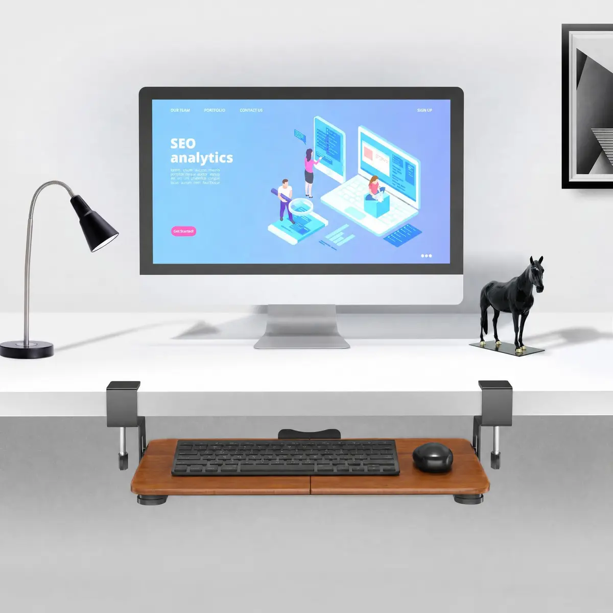 BONTEC Under Desk Keyboard Tray 20" x 11.8" | Space-Saving Ergonomic Platform - view 5