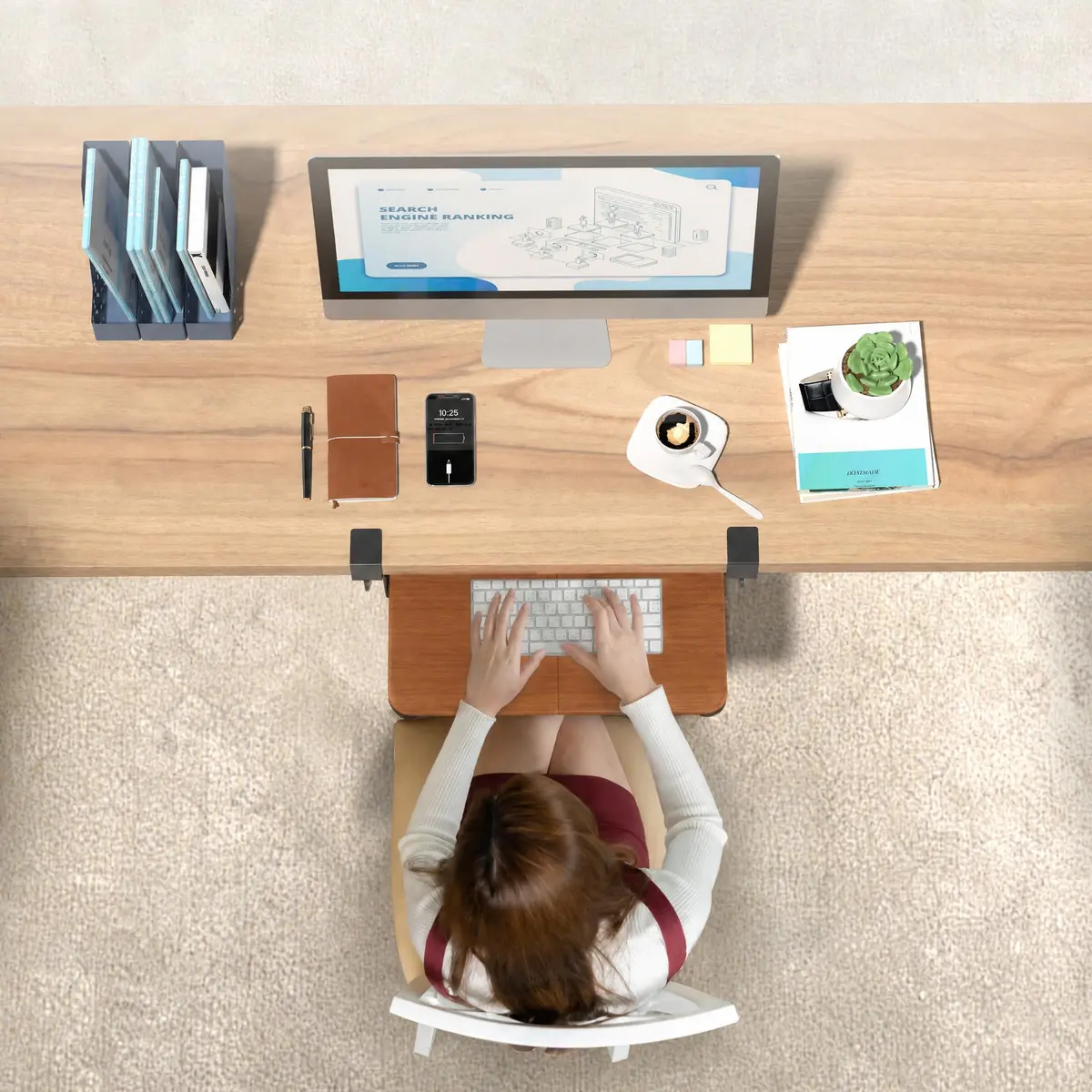 BONTEC Under Desk Keyboard Tray 20" x 11.8" | Space-Saving Ergonomic Platform - view 2