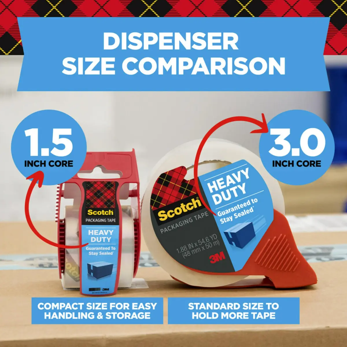 Scotch Heavy Duty Shipping Packing Tape Clear with 6 Dispensers | Strong Adhesive for Moving Boxes - view 4