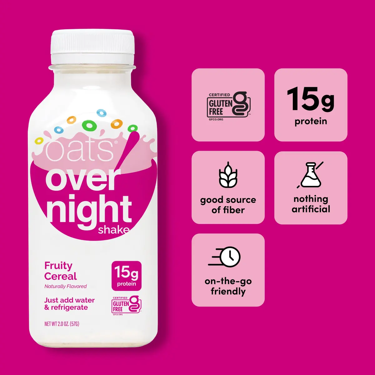 Oats Overnight Fruity Cereal High Protein Oatmeal Shake 2 oz | Ready-to-Drink Breakfast & Recovery - view 5