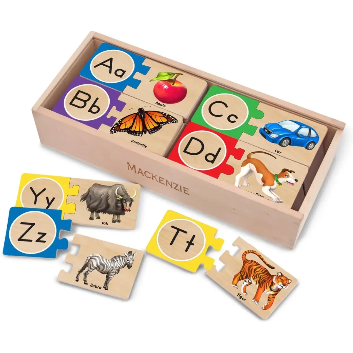 Melissa & Doug Self-Correcting Alphabet Wooden Puzzles with Storage Box (52 pcs x 6-Pack) | Educational ABC Puzzles for Kids Ages 4+ - main product image