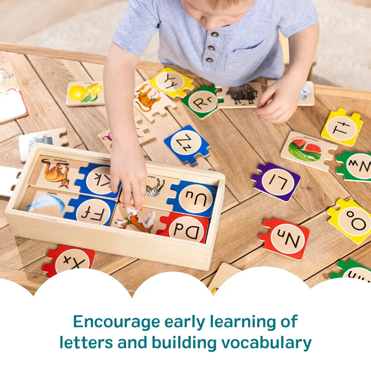 Melissa & Doug Self-Correcting Alphabet Wooden Puzzles with Storage Box (52 pcs x 6-Pack) | Educational ABC Puzzles for Kids Ages 4+ - view 6