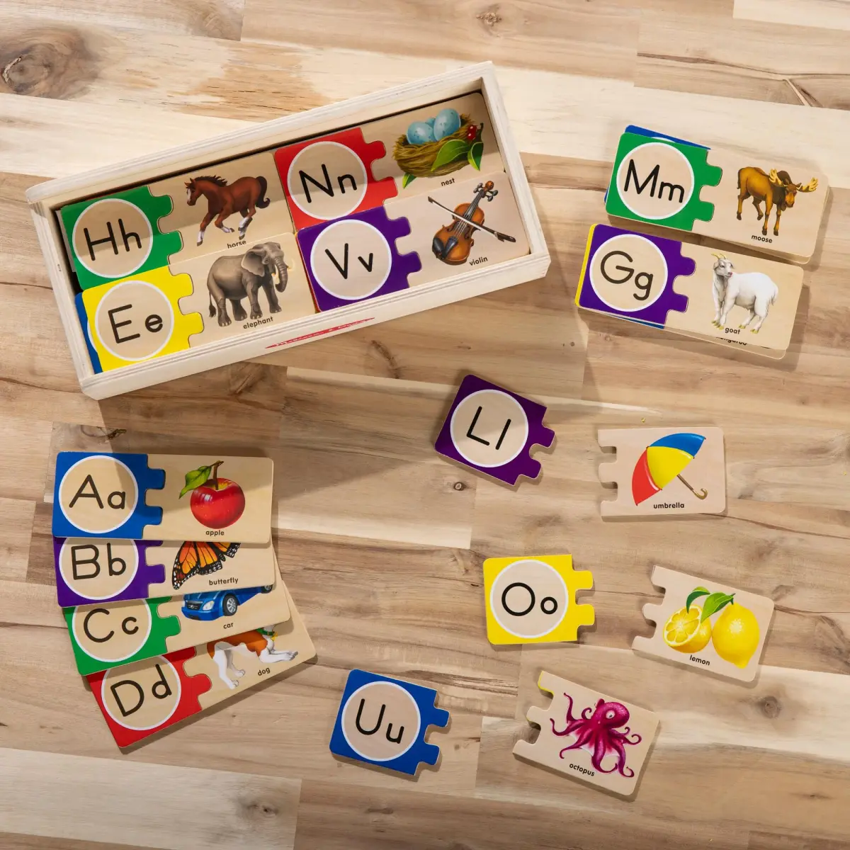 Melissa & Doug Self-Correcting Alphabet Wooden Puzzles with Storage Box (52 pcs x 6-Pack) | Educational ABC Puzzles for Kids Ages 4+ - view 7