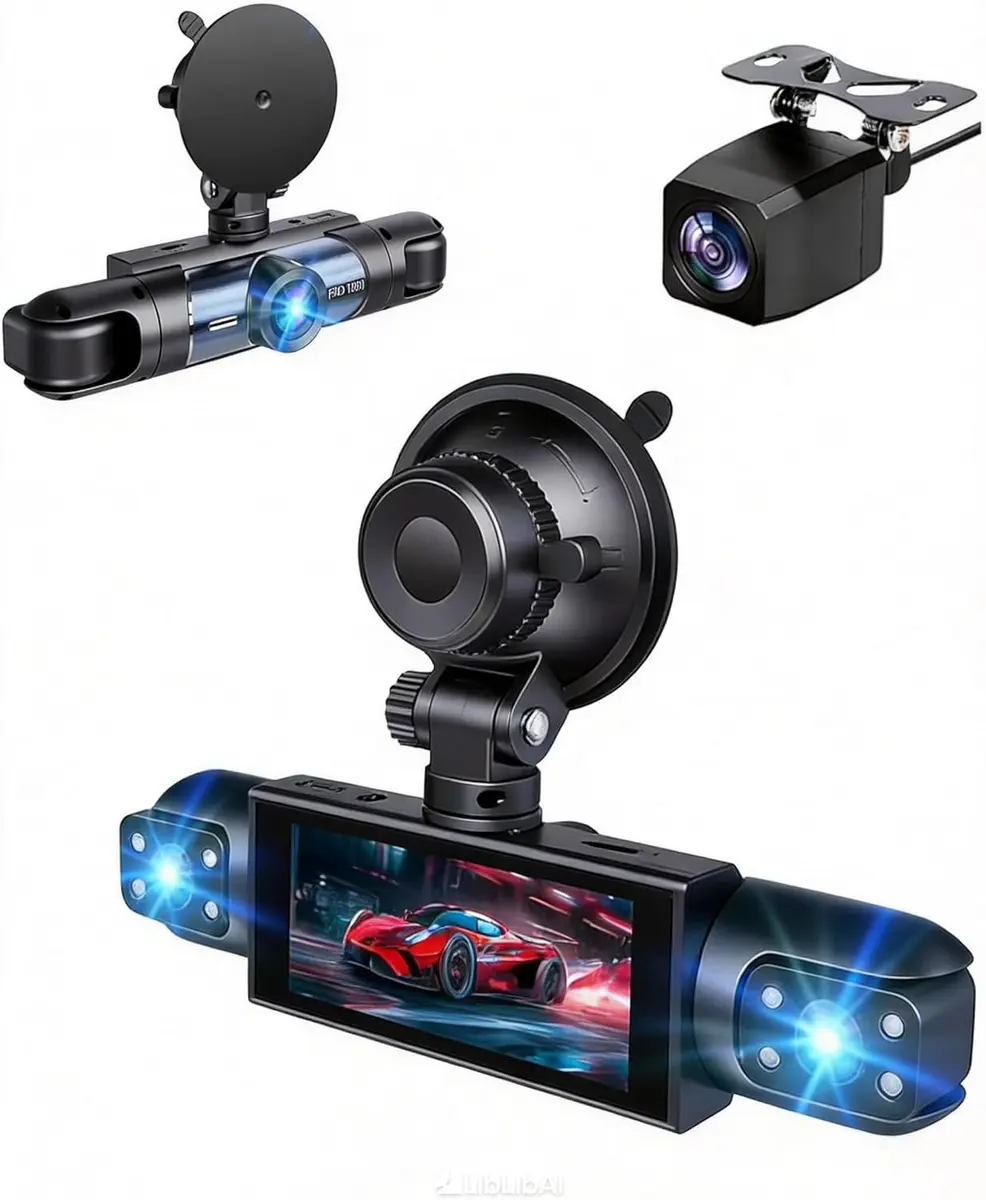 Wagoyo Dash Cam Front and Rear Inside,4 Channel,IR Night Vision for Driver (Grey) | 1080p HD, Night Vision, Parking Monitor - main product image
